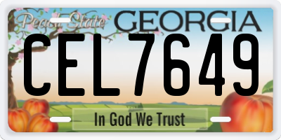 GA license plate CEL7649