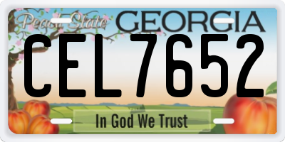 GA license plate CEL7652