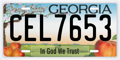 GA license plate CEL7653