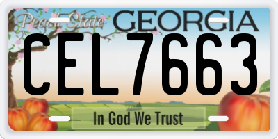 GA license plate CEL7663