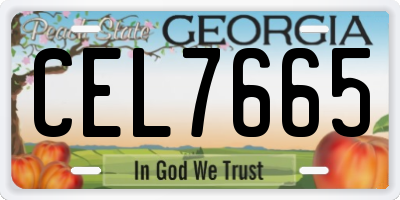 GA license plate CEL7665
