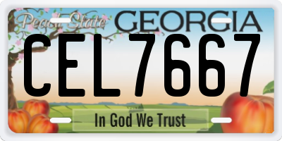 GA license plate CEL7667