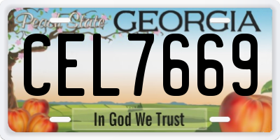 GA license plate CEL7669