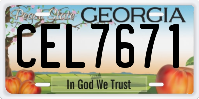 GA license plate CEL7671