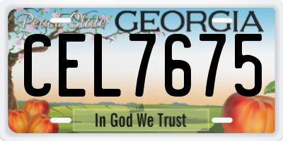 GA license plate CEL7675