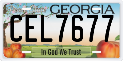 GA license plate CEL7677