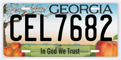 GA license plate CEL7682