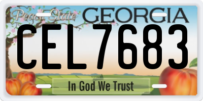 GA license plate CEL7683