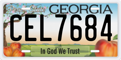 GA license plate CEL7684