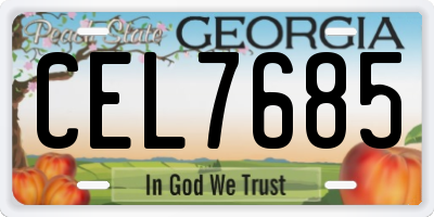 GA license plate CEL7685