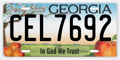 GA license plate CEL7692