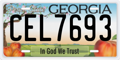 GA license plate CEL7693