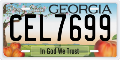 GA license plate CEL7699
