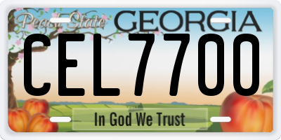 GA license plate CEL7700