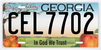 GA license plate CEL7702