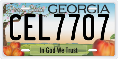 GA license plate CEL7707