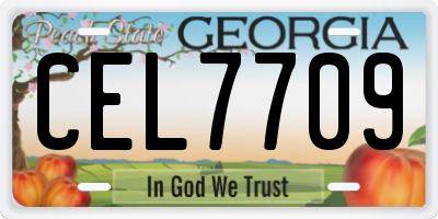 GA license plate CEL7709