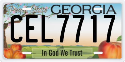 GA license plate CEL7717