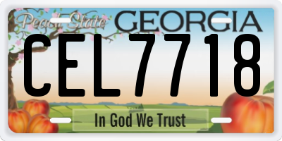 GA license plate CEL7718