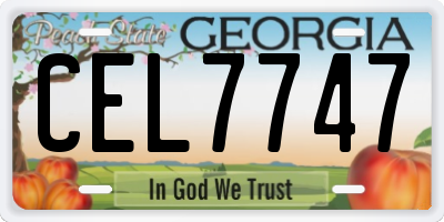 GA license plate CEL7747
