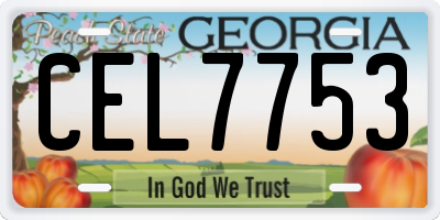 GA license plate CEL7753