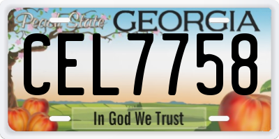 GA license plate CEL7758