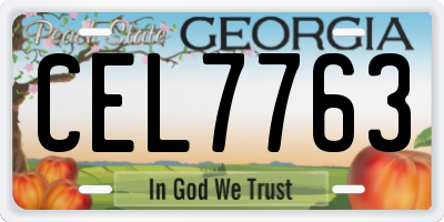 GA license plate CEL7763