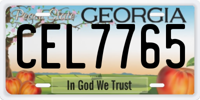GA license plate CEL7765