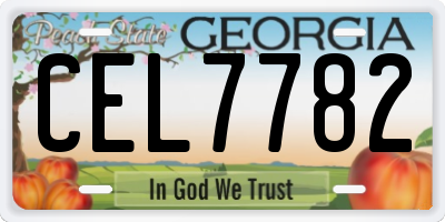 GA license plate CEL7782