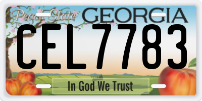 GA license plate CEL7783
