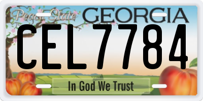 GA license plate CEL7784
