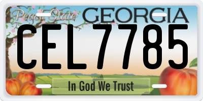 GA license plate CEL7785