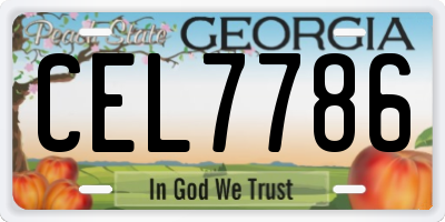 GA license plate CEL7786