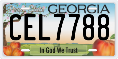 GA license plate CEL7788