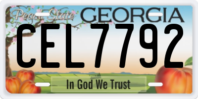 GA license plate CEL7792