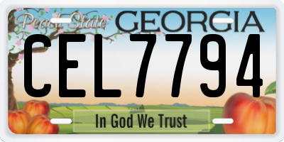 GA license plate CEL7794