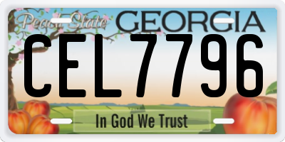 GA license plate CEL7796