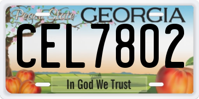 GA license plate CEL7802