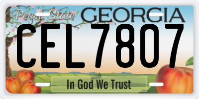 GA license plate CEL7807