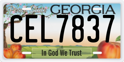 GA license plate CEL7837