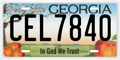 GA license plate CEL7840