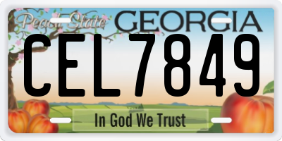 GA license plate CEL7849