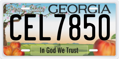 GA license plate CEL7850