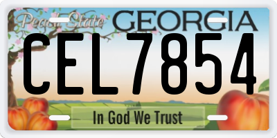 GA license plate CEL7854