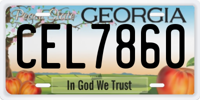 GA license plate CEL7860
