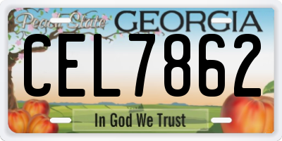 GA license plate CEL7862