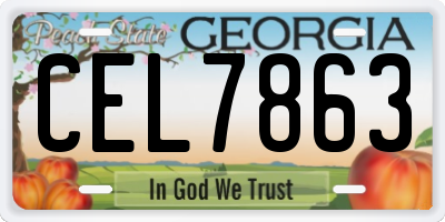 GA license plate CEL7863