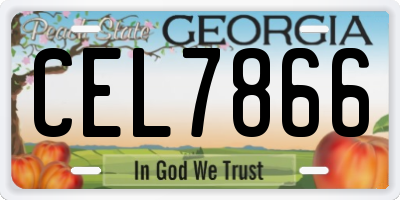 GA license plate CEL7866