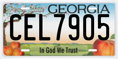 GA license plate CEL7905