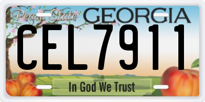 GA license plate CEL7911
